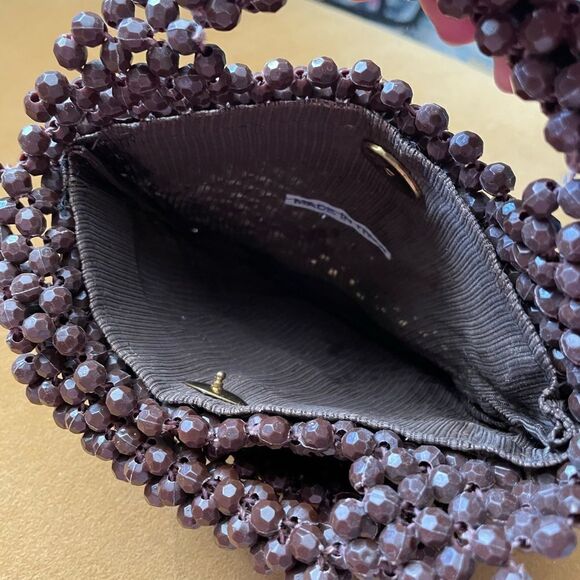 Vintage Beaded Purse Made in Italy Brown - Picture 6 of 10